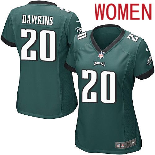 Women Philadelphia Eagles #20 Brian Dawkins Nike Midnight Green Game NFL Jersey->women nfl jersey->Women Jersey
